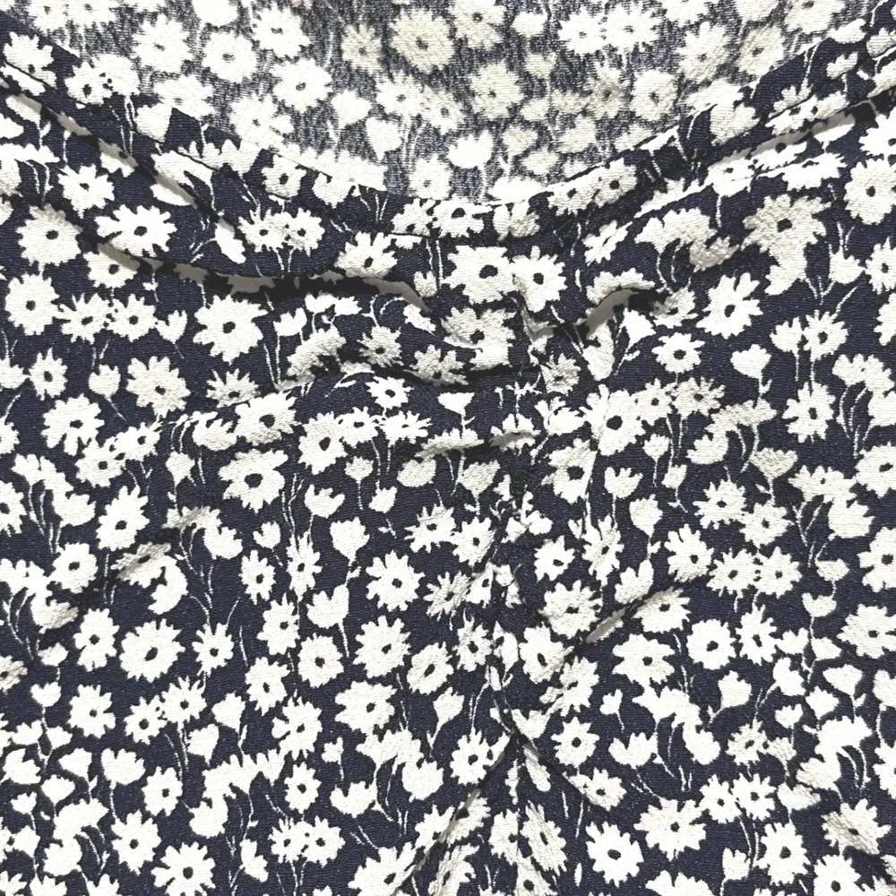 Boden Navy Blue Daisy Floral Square Neck Puff Sleeve Blouse US Size 6/UK 10 Boho